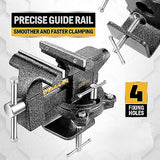 Updated 2-In-1 Bench Vise or Table Vise 4.5 Inch, Clamp Vice for Workbench Constructed with Cast Steel, Heavy Duty Workbench Vise Swivel for Gottinfurt