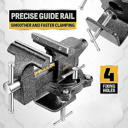 Updated 2-In-1 Bench Vise or Table Vise 4.5 Inch, Clamp Vice for Workbench Constructed with Cast Steel, Heavy Duty Workbench Vise Swivel for - WoodArtSupply