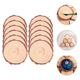 VOSAREA 12pcs Natural Wood Slices, Unfinished Wood Bark Slices Log Circles Round Natural Wood Coasters Christmas Wood Ornaments for Painting Coasters VOSAREA