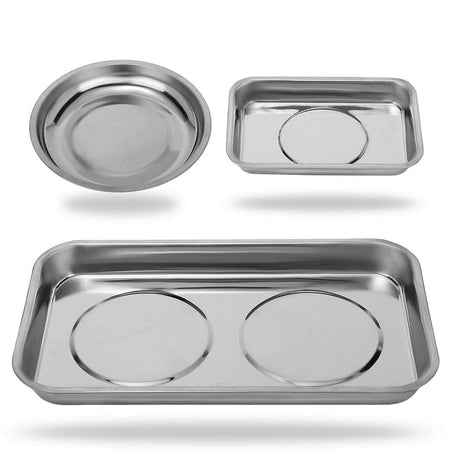 VASTOOLS Magnetic Tray Holder 3pc,for Socket Screw Nuts Bolts Metal Parts,Extra Strong Magnet,Thickened Tray,Stainless Steel VASTOOLS