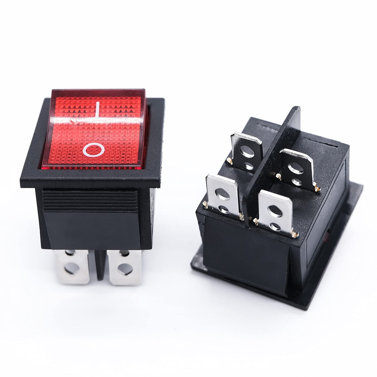 mxuteuk 3pcs AC110V/120V Rocker Switch DPST ON-Off 4 Pin Red Light Illuminated Snap-in Toggle Power Switch, AC 250V 6A 125V 10A, Use for Household mxuteuk