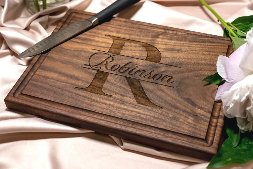 Personalized Cutting Board, Custom Wedding, Anniversary or Housewarming Gift Idea, Wood Engraved Charcuterie, for Friends and Family, Monogram - WoodArtSupply