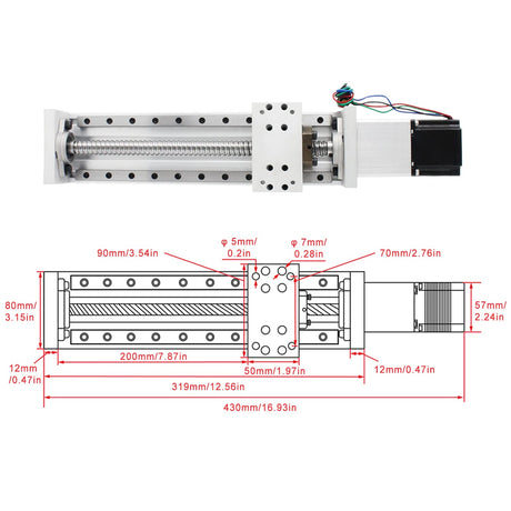 RATTMMOTOR ZBX80 200mm Stroke CNC Linear Stage Motion Actuator X Y Z Axis Linear Slide Rail Aluminum Alloy Cross Sliding Table Linear Rail Guide RATTMMOTOR