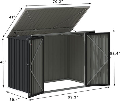 Devoko Outdoor Storage Shed 5.8 x 3.3 FT Metal Trash Shed Waterproof Outside Storage with Lid Chain Hydraulic Gas Rod for Trash Can Toys Weeding