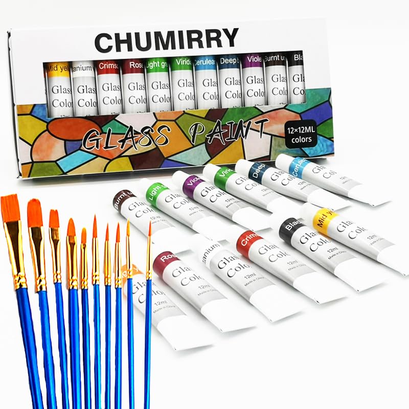 Stain Glass Paint, Non-Toxic Window Paint, Permanent Glass Paint Kit, Lacquer Based for Superior Stained Glass Art Paint, Glass Painting with Jinzi