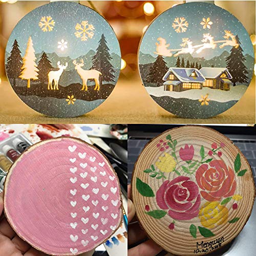 Tmflexe 30 Pcs Unfinished Predrilled with Hole Paintable Blank Natural Wood Slices2.4-2.8 Inches Christmas Festival Decoration Ornaments,DIY Crafts Tmflexe