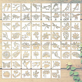 60 PCS Wood Burning Stencils for Crafts Painting on Wood Flowering Plants Bee Butterfly Pattern Stencil for Art Projects Scrapbooking Drawing Wall Nananent