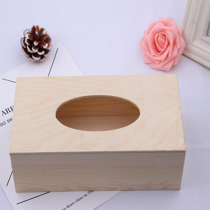 Wood Tissue Box Cover for Disposable Paper Facial Tissues, Wooden Rectangular Tissue Box Holder for Storage on Bathroom Vanity, Office Desk, Bedroom