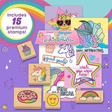 Just My Style Wood Stamp Set by Horizon Group USA, 15 Wooden Stamps, Scrapbooking Sheets, Colorful Markers, Stationery Set, 2-Tone Stamp Pad Just My Style