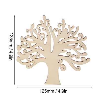 20pcs Blank Wooden Family Tree, Wood Cutout Unfinished Wood Crafts Tree Embellishments for Family Tree Weddings Christmas Ornaments