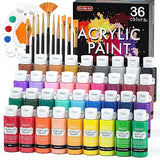 Shuttle Art Acrylic Paint Set, 36 Colors Acrylic Paint with Brushes & Palette, 2oz Bottles, Rich Pigments Non-toxic Paint for Artists Kids & Adults, Shuttle Art