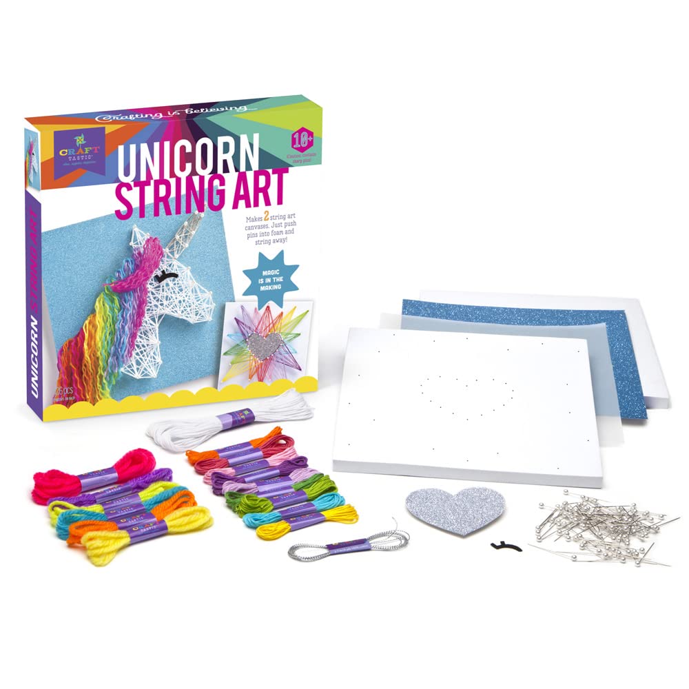 Craft-tastic – String Art – Craft Kit Makes 2 Large Canvases – Unicorn Edition Craft-tastic