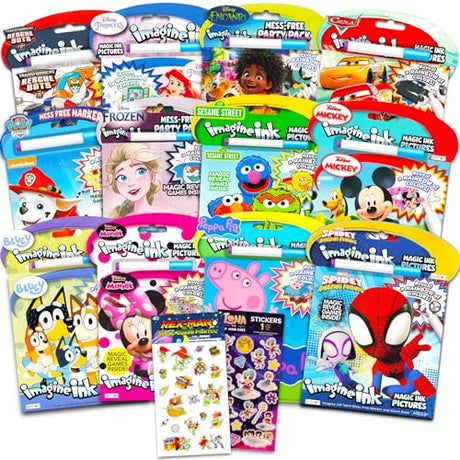 72 Mess Free Coloring Pages with Mini No Mess Markers - Imagine Ink Coloring Activity Bundle for Toddlers, Kids Ages 3 4 5 6 (Messless Coloring Pads Bendon