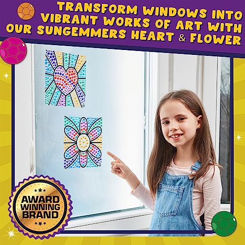 SUNGEMMERS Window Art Suncatcher Kits - Great Birthday Gift Idea, 6 7 8 9 10 11 12 Year Old Girl - Fun Arts for Kids, Spring Crafts PURPLE LADYBUG
