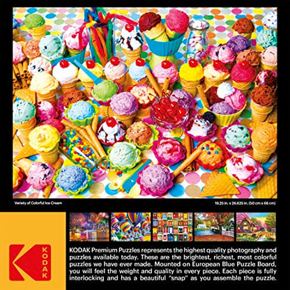 Kodak Premium Puzzles Variety of Colorful Ice Cream Jigsaw Puzzle - WoodArtSupply