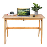 Dicunoy Computer Desk with 2 Drawers, 46" Solid Bamboo Home Office Writing Desk for Small Space, Compact Simple Tables with Gap Design and Hook for Dicunoy