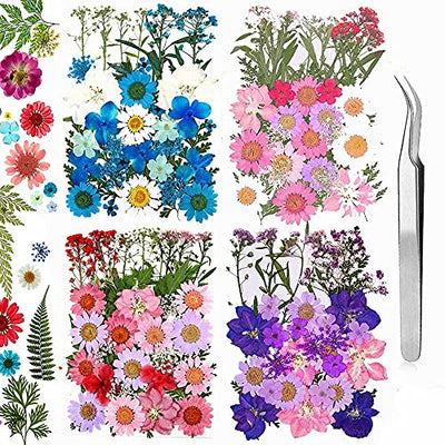 160pcs Dried Pressed Flowers for Resin, Real Pressed Flowers Dry Leaves Bulk Natural Herbs Kit for Scrapbooking DIY Art Crafts, Epoxy Resin Jewelry,