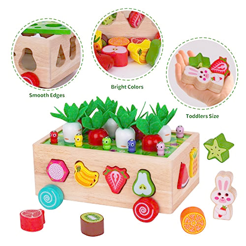 Toddlers Montessori Wooden Educational Toys for Baby Boys Girls Age 1 2 3 Year Old, Shape Sorting Toys 1st One First Birthday Girl Gifts for Kids KMTJT