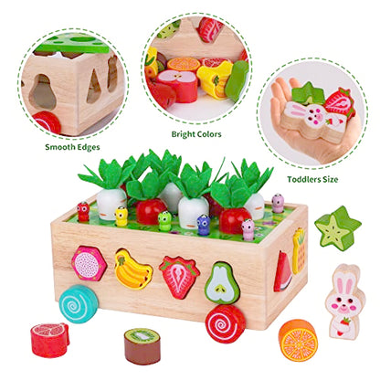 Toddlers Montessori Wooden Educational Toys for Baby Boys Girls Age 1 2 3 Year Old, Shape Sorting Toys 1st One First Birthday Girl Gifts for Kids - WoodArtSupply