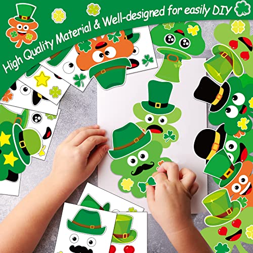 chiazllta 36 Packs St. Patrick's Day Craft Kits DIY Shamrock Art Craft for Preschool Kids, St. Patrick’s Day Make Your Own Shamrock Paper Craft Set chiazllta