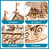 RoWood Vintage Wooden Watercraft Model Kit - 3D Ship Puzzle for Adults RoWood
