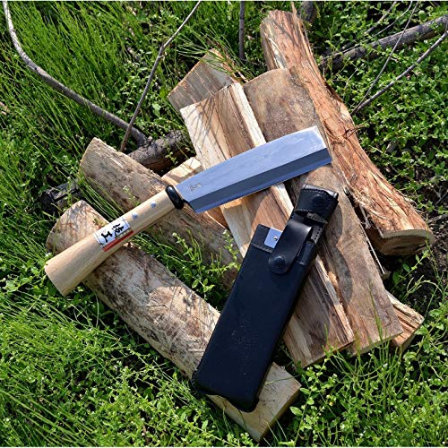 KAKURI Japanese NATA Tool Knife 6.5" Made in Japan, Bushcraft Hatchet Axe with Sheath for Camping, Outdoor, Campfire, Gardening KAKURI