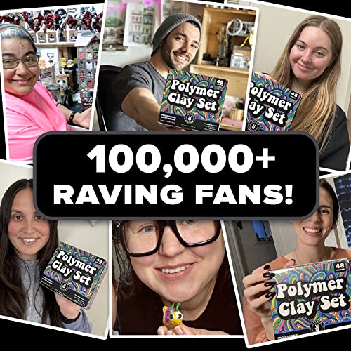 Oven Bake Polymer Clay Set 48 Colors Modeling Clay Sculpting and Starter Bake Clay Kit Baking and Colored Professional Molding Bulk Packs for Making HIPPIE CRAFTER