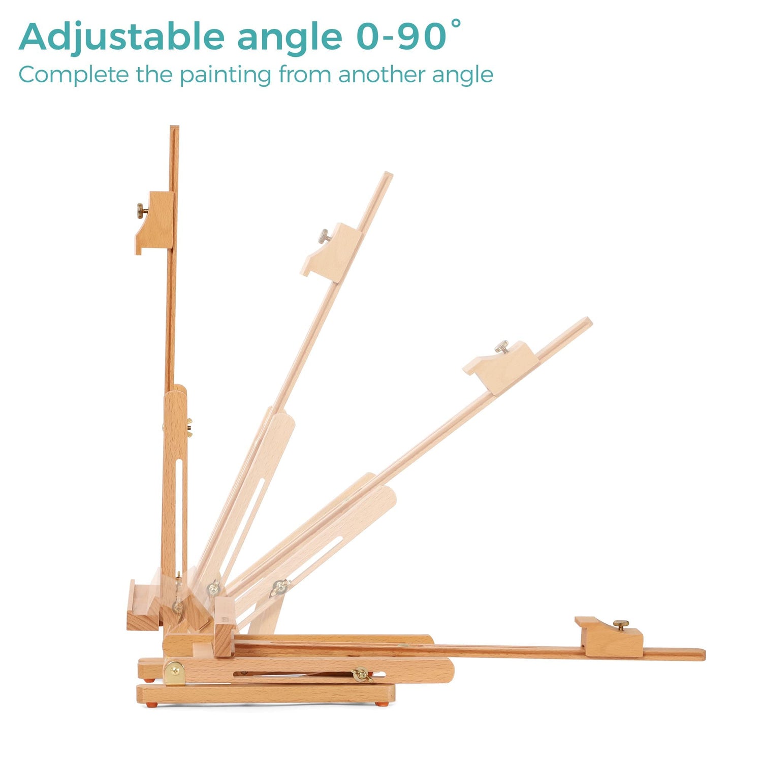 VISWIN 25"H Basic Tabletop H-Frame Easel, Hold Canvas up to 16", Adjustable Sturdy Beech Wood Desktop Art Easel, Portable Painting & Display Table VISWIN