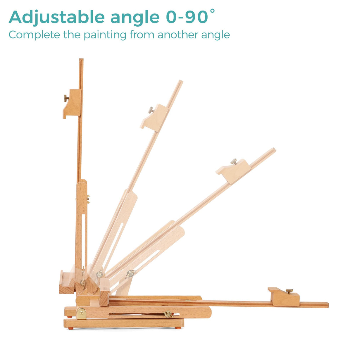 VISWIN 25"H Basic Tabletop H-Frame Easel, Hold Canvas up to 16", Adjustable Sturdy Beech Wood Desktop Art Easel, Portable Painting & Display Table VISWIN