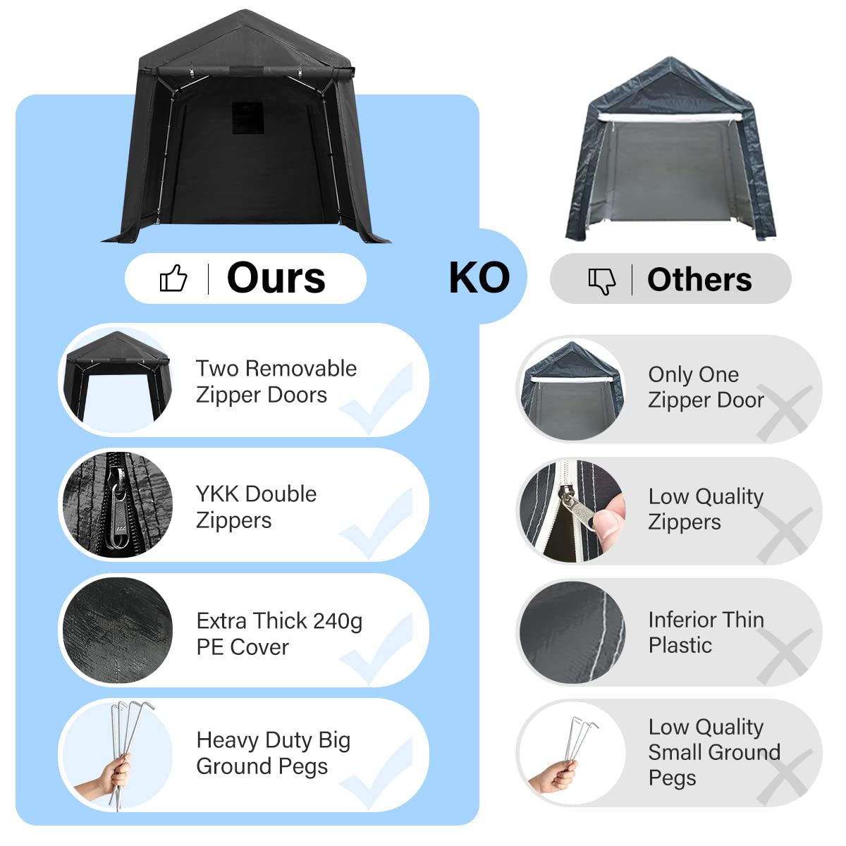 ADVANCE OUTDOOR 10X20 ft Carport Heavy Duty Outdoor Patio Anti-Snow Portable Canopy Storage Shelter Shed with 2 Rolled up Zipper Doors & Vents for ADVANCE OUTDOOR