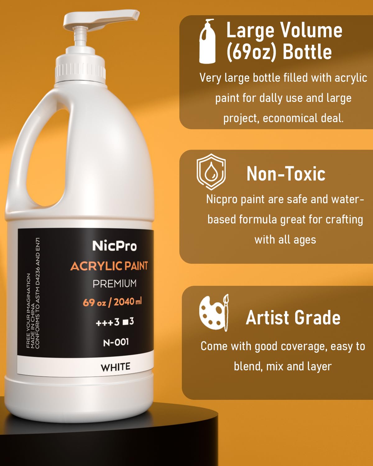  Nicpro 24 Colors Large Bulk Acrylic Paint Set (16.9 oz