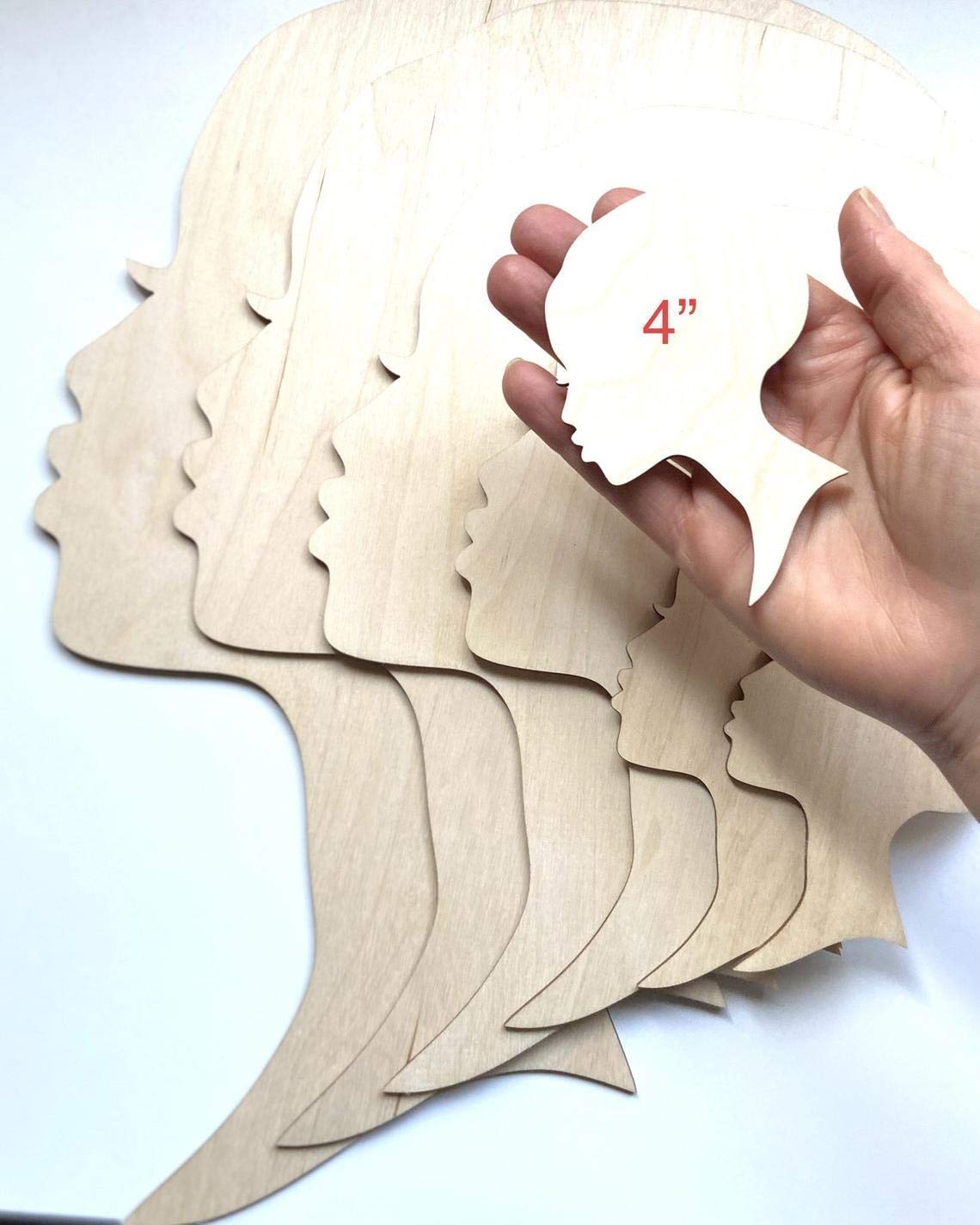 Texan Wood Crafts Small to Large Select your Size African Woman Women Face with Lashes Silhouette Head Unfinished Wood Laser Cut Cutout Shape DIY Texan Wood Crafts