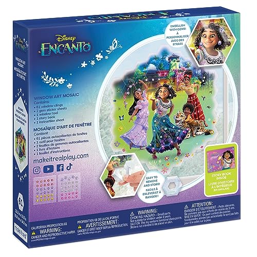 Make It Real Disney: Window Art Mosaic - Encanto - 66 pcs, Reusable Puzzle Window Clings, Creates a 12.2 x 13.5 Image, Kids Ages 6+ Make It Real