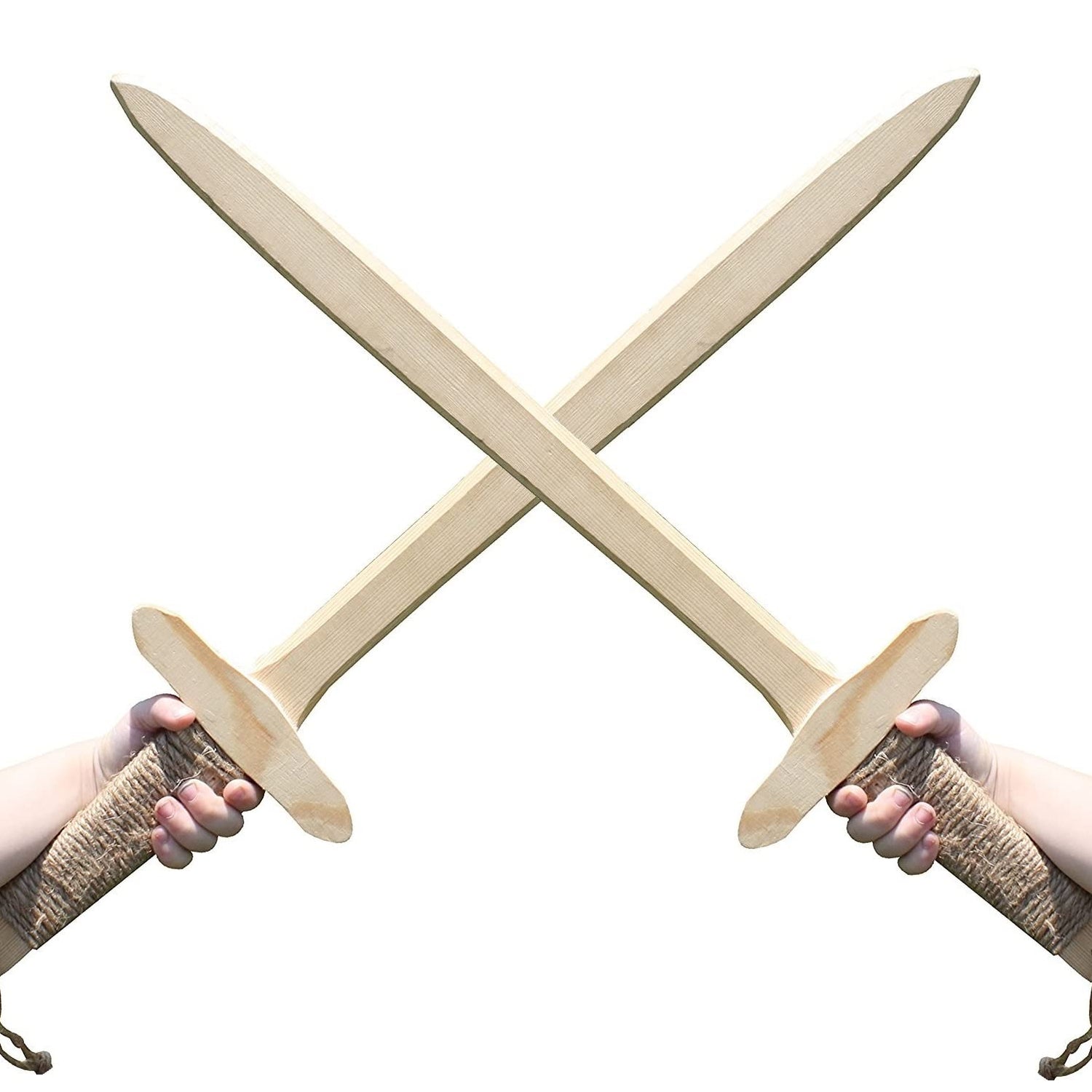 Adventure Awaits! Wooden Toy Sword for Kids with Jute Wrapped Handle | 2 Pack | Lightweight and Durable for Imaginative Kids | Set of 2 Adventure Awaits!