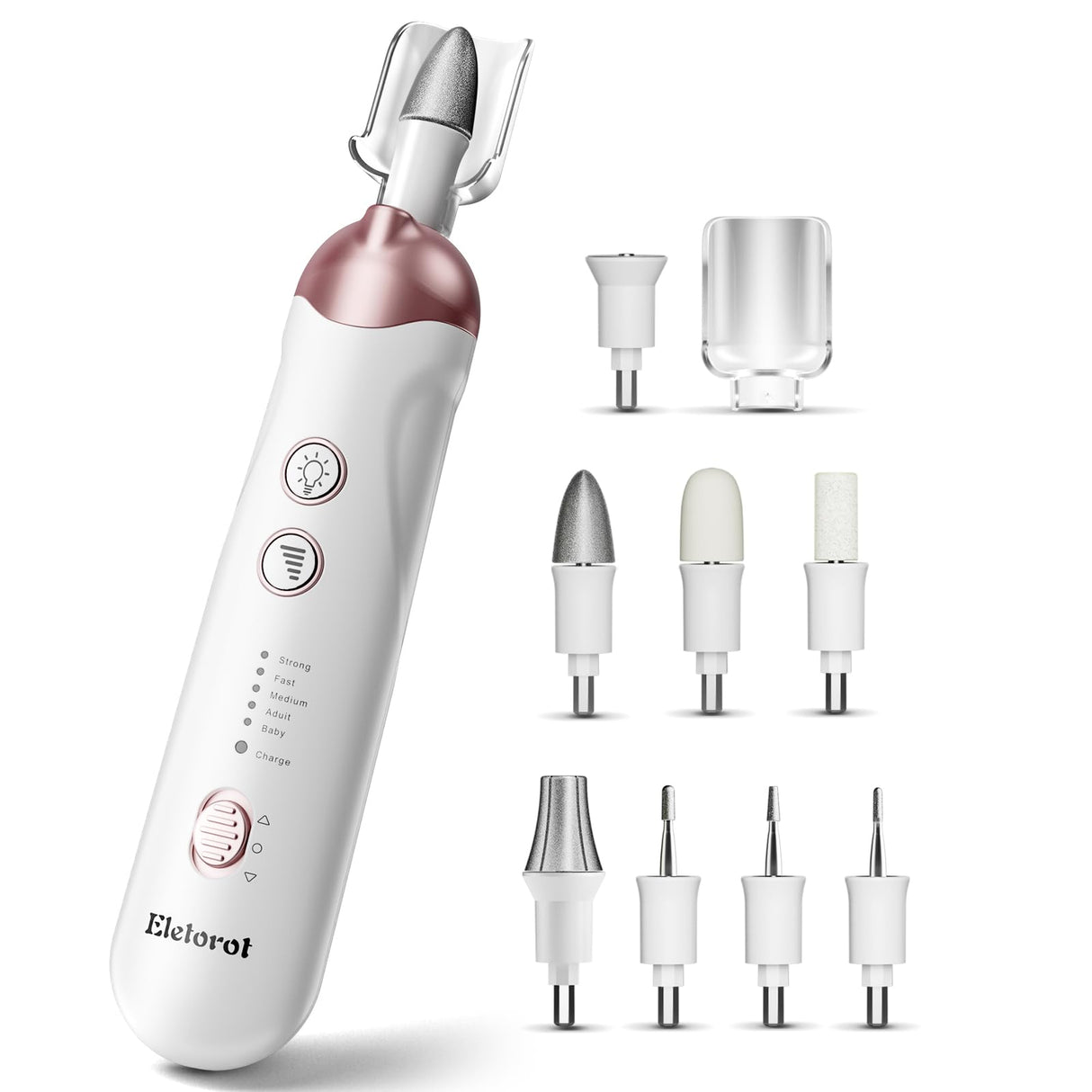 Eletorot Electric Nail File Set, 8 in 1 Professional Manicure and Pedicure Kit, Cordless Pedicure Tools for feet, 5 Speeds Electric Nail Drill Eletorot