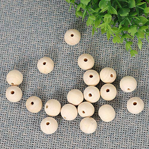 ZOENHOU 400 PCS 25mm Wooden Beads, Natural Round Solid Wood Beads for Crafts Making DIY Handmade Jewelry Bracelet Garland Hair Home Decoration ZOENHOU