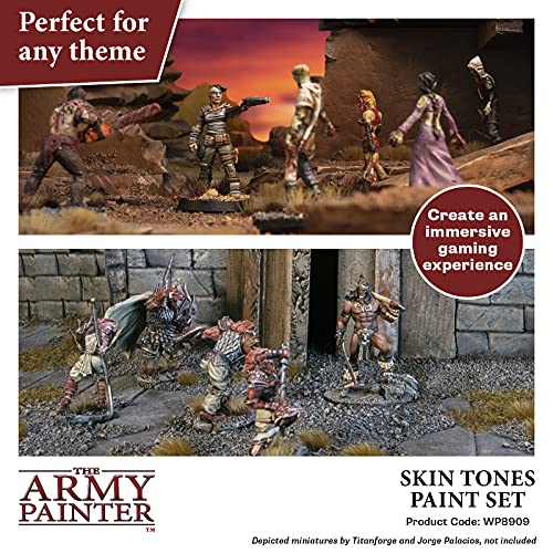 The Army Painter Skin Tones Paint Set, 16 Acrylic Paints, 4 empty bottles and 16 Mixing Balls for Advanced Techniques in Wargames Miniature Model The Army Painter