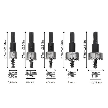 ChgImposs 5Pcs 16-30mm 5/8-Inch to 1-3/16 Inch HSS Hole Saw Cutter, Drill Bits Set Heavy Duty Tool Kit for Stainless Steel, Aluminum Alloy, Plastic - WoodArtSupply