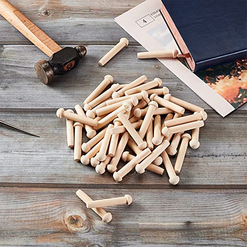 OLYCRAFT 50Pcs Mini Wooden Axle Peg 1-4/5Inch Unfinished Wooden Peg Blank Mushroom Wooden Peg Burlywood Axle Pegs Fits 8mm Hole Wooden Wheel for DIY - WoodArtSupply