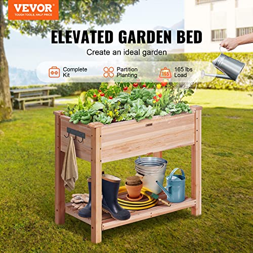 VEVOR Raised Garden Bed 34x18x30in with Sturdy Legs, High End Natural Fir Wood Planter Box Elevated Planting Stand for Backyard/Garden/Patio/Balcony