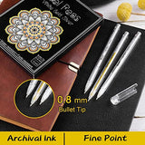 Dyvicl White Gold Silver Gel Pens, 0.8 mm Fine Point Pens Gel Ink Pens for Black Paper Drawing, Sketching, Illustration, Adult Coloring, Journaling, Dyvicl