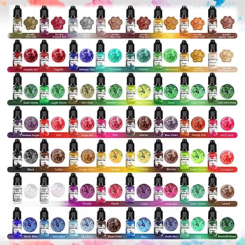 Alcohol Ink Set – 56 Bottles Vibrant Colors High Concentrated Alcohol-Based Ink, Concentrated Epoxy Resin Paint Colour Dye, Great for Painting, Resin - WoodArtSupply