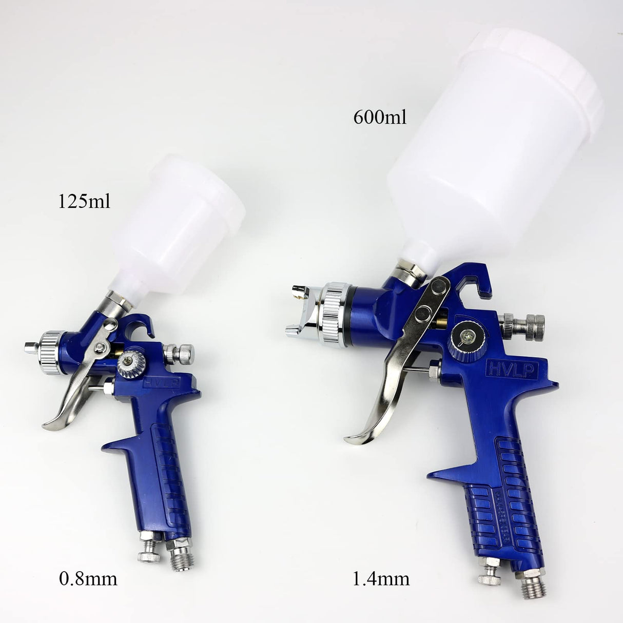HVLP Air Gravity Spray Gun Set,2-Sprayer Paint Gun,0.8mm 150ml & 1.4mm 600ml Auto Gravity Feed Painting with Locking Air Pressure Regulator Gauge Air Hotorda