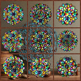 18 Pack Color Mandala Window Clings DIY Stained Glass Kits Suncatchers for Windows Arts and Crafts DIY Kit for Adults Mandala Sun Catcher for Tinlade