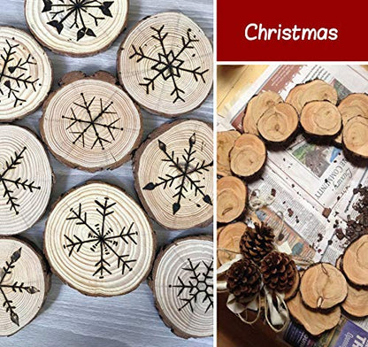 Lemonfilter Natural Wood Slices 12 Pcs 5.1-5.5 Inches Craft Wood Kit Wooden Circles Unfinished Log Wooden Rounds for Arts Crafts Wedding Christmas
