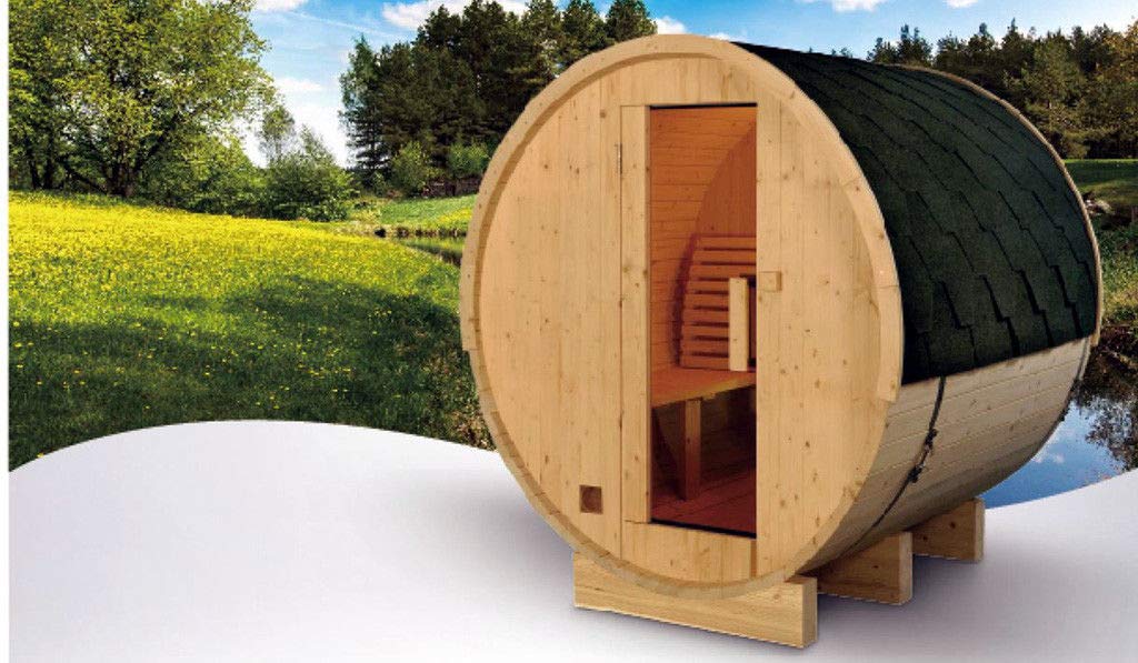 SDI Factory Direct 6' Foot Outdoor Finland Pine 4 Person Wood Barrel Wet Dry Sauna Spa with 6KW Heater - WoodArtSupply