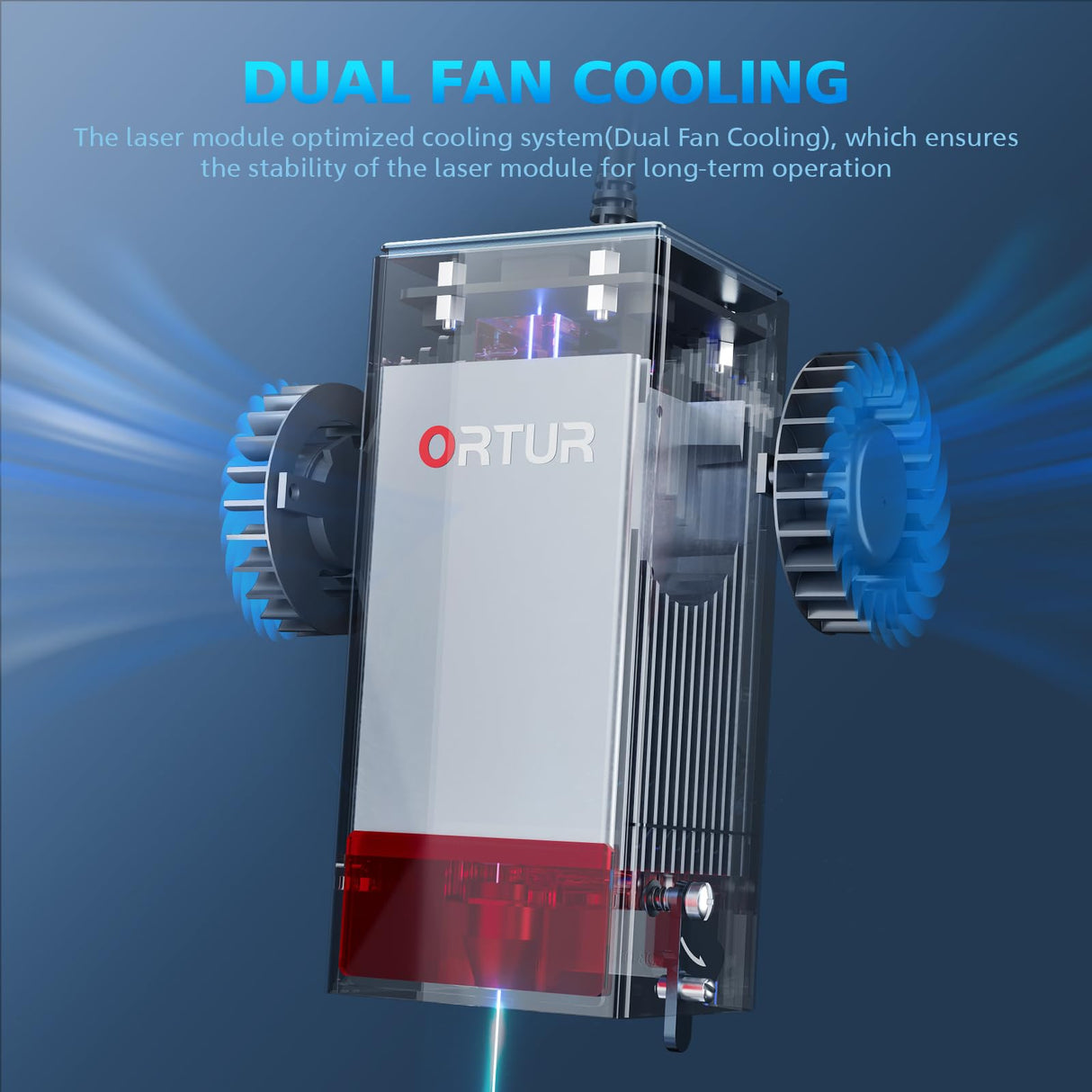 ORTUR 20W Laser Module LU3-20A, Higher Accuracy 0.08*0.08mm Compressed Spot Laser Head for All ORTUR Laser Engraver, Dual Fan Cooling, 380+ Colors On Ortur