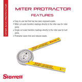 Starrett Plastic Miter Protractor Angle Finder with Two Laser Engraved Scales - Ideal for Carpenters, Plumbers and DIY Home Improvement -7" Length - Starrett