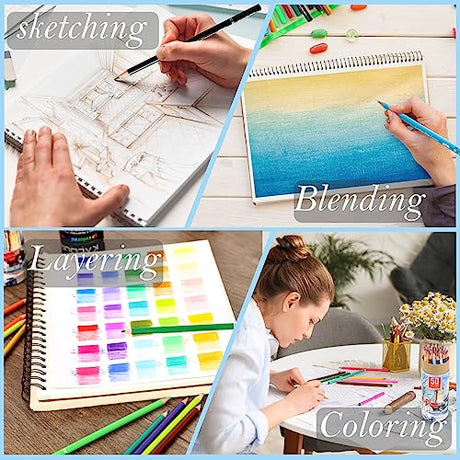 KALOUR Premium Colored Pencils,Set of 50 Colors,Artists Soft Core with Vibrant Color,Ideal for Layering Blending Shading,Color Pencils for Adults KALOUR