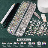 Flat Back Rhinestones&Pearls Kits Round Glass Crystal AB&Transparent White Gems+White&Beige Pearls With Quick Dry Makeup Glue+Picker Pencil+Tweezer BELLEBOOST